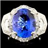 Image 1 : 18K Gold 6.42ct Tanzanite & 1.66ctw Diamond Ring