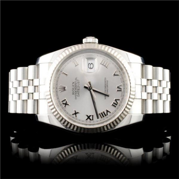 Rolex 18K & SS DateJust 116234 Rodium Roman Super