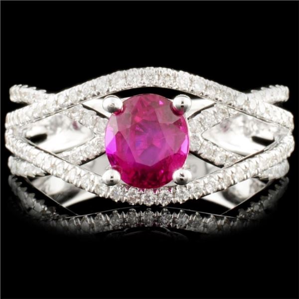 18K Gold 1.04ct Ruby & 0.43ctw Diamond Ring