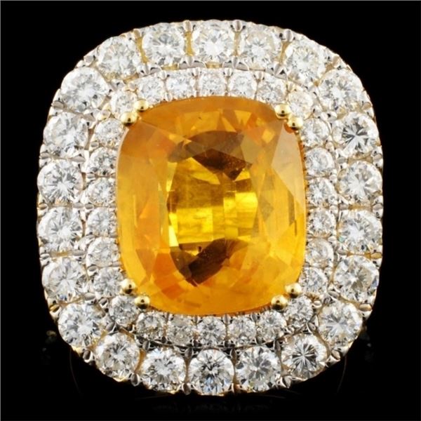 18K Gold 7.66ct Sapphire & 2.99ctw Diamond Ring