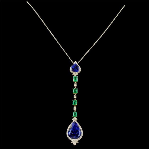 18K Gold 14.92ct Tanzanite & 0.65ctw Diamond Penda