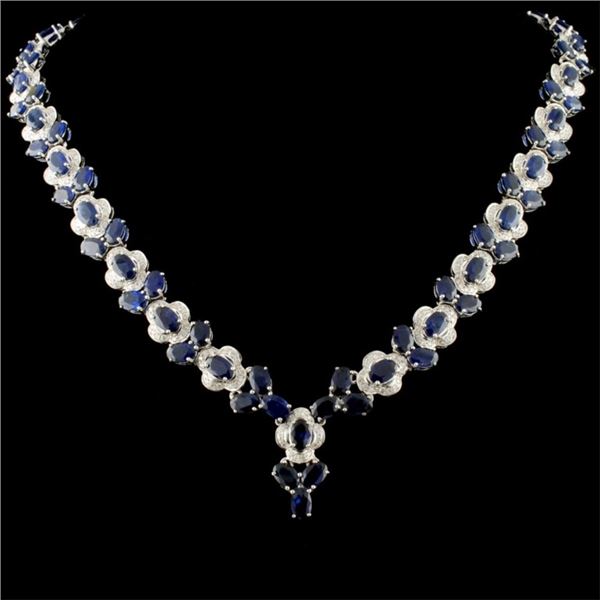 14K Gold 45.55ct Sapphire & 2.70ctw Diamond Neckla