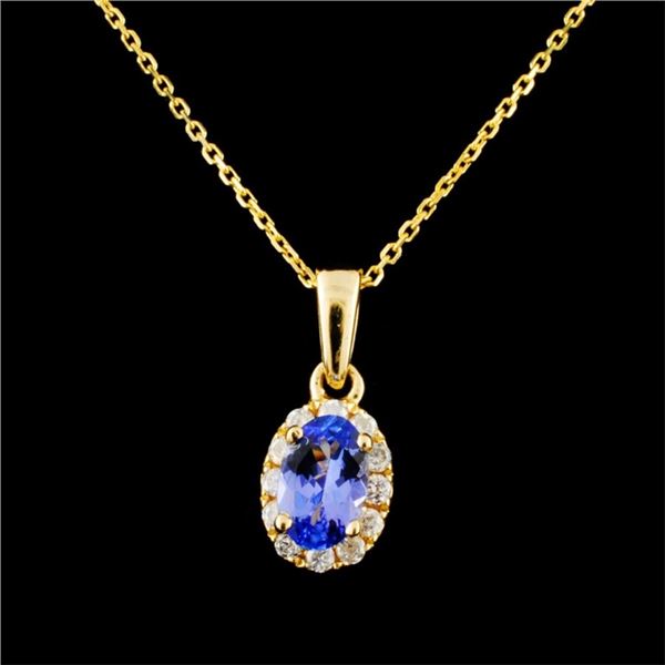 14K Gold 0.47ct Tanzanite & 0.19ctw Diamond Pendan