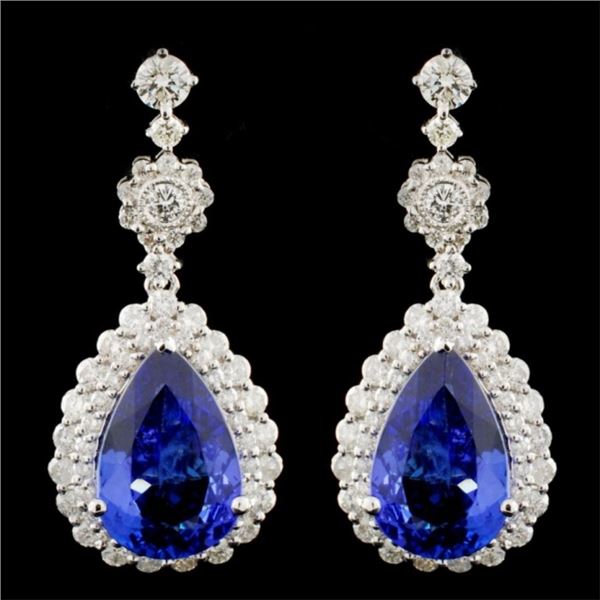 18K Gold 7.97ctw Tanzanite & 2.27ctw Diamond Earri