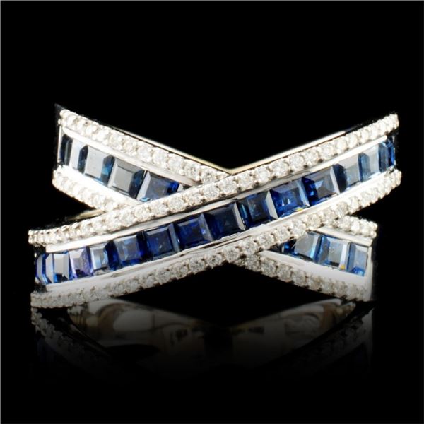 18K Gold 4.34ct Sapphire & 0.34ctw Diamond Ring