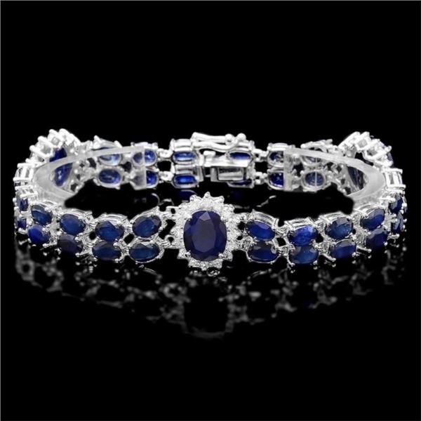 `14k Gold 20.00ct Sapphire & 1.70ct Diamond Bracel