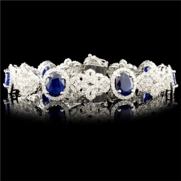 18K Gold 13.28ct Sapphire & 5.60ctw Diamond Bracel