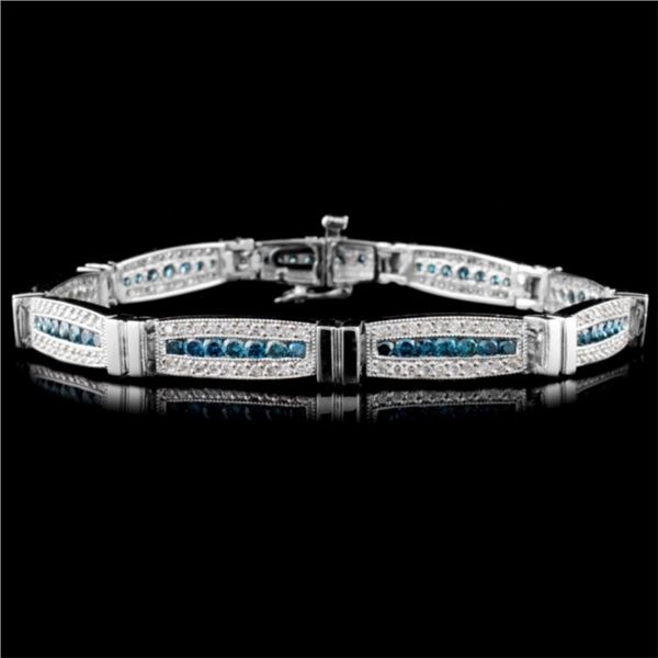 14K White Gold 3.82ctw Fancy Color Diamond Bracele