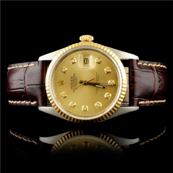 Rolex DateJust YG/SS Diamond Champagne 36MM Watch