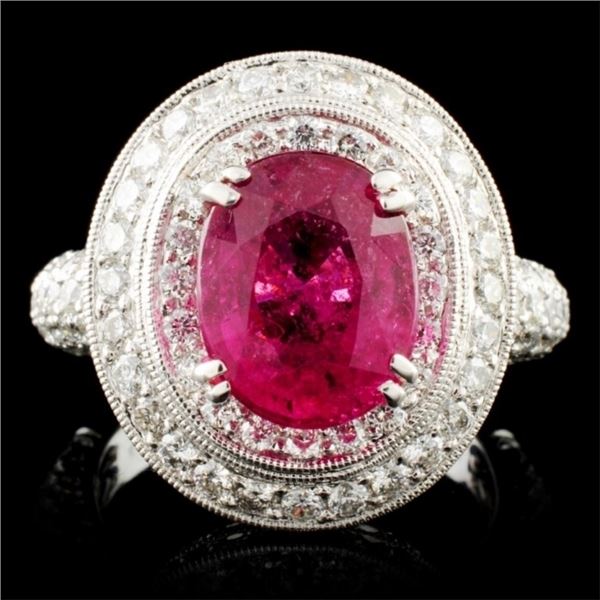 18K Gold 3.09ct Tourmaline & 2.00ctw Diamond Ring