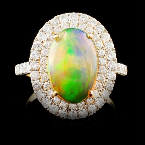 14K Gold 2.60ct Opal & 1.22ctw Diamond Ring