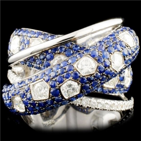 18K Gold 2.36ct Sapphire & 1.59ctw  Diamond Ring