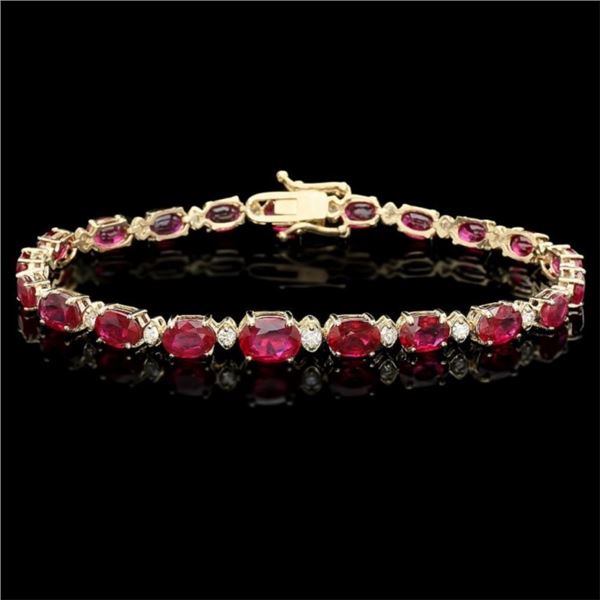 `14k Gold 17.00ct Ruby & 0.70ct Diamond Bracelet