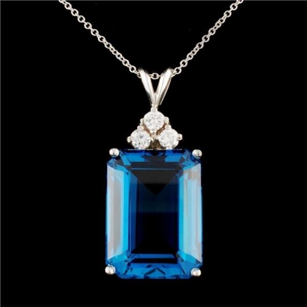 14K Gold 15.00ct Topaz & 0.24ctw Diamond Pendant