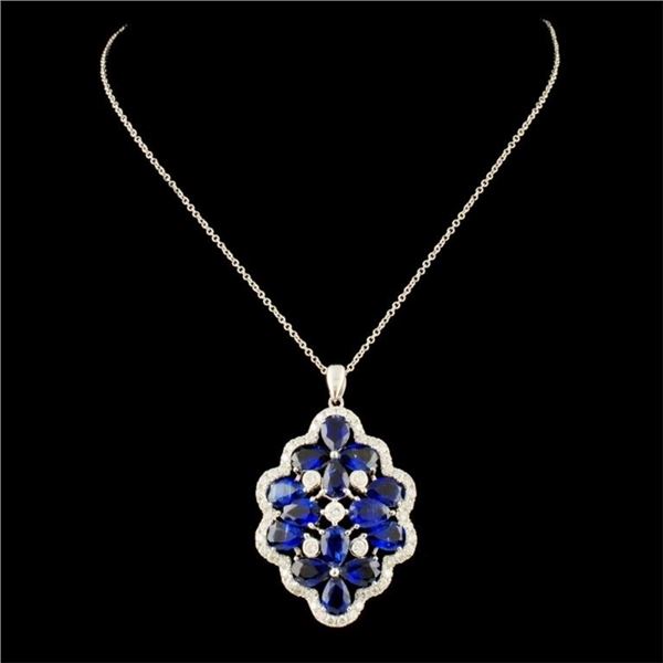 18K Gold 7.10ct Kyanite & 0.86ctw Diamond Pendant