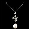 Image 2 : 18K Gold 12-16MM Pearl & 0.69ctw Diamond Pendant
