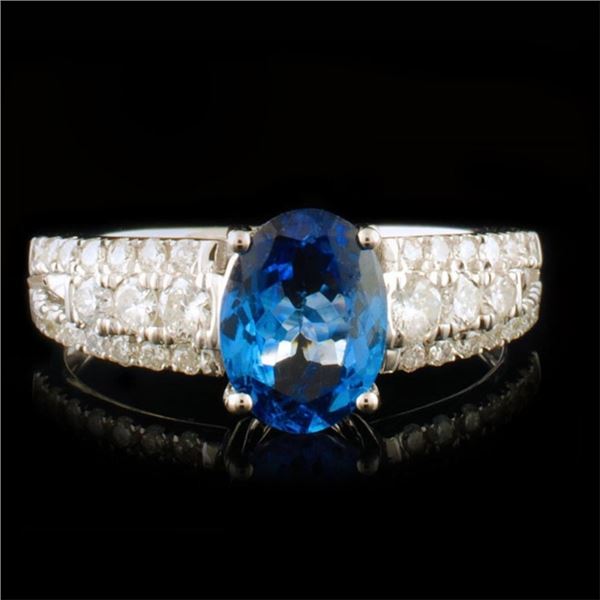 14k White Gold 1.15ct Sapphire & 0.42ctw Diamond R