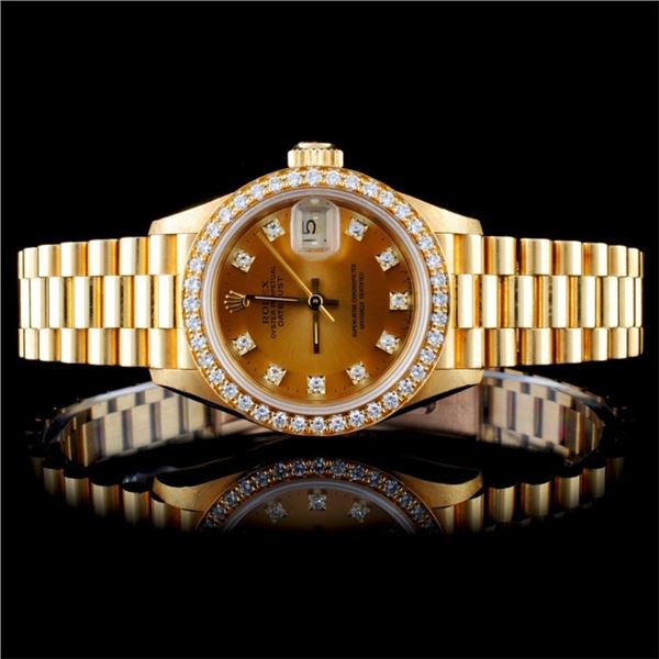 Rolex 18K YG Ladies Diamond Wristwatch