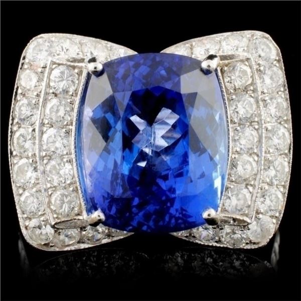 18K Gold 6.95ct Tanzanite & 1.27ctw Diamond Ring