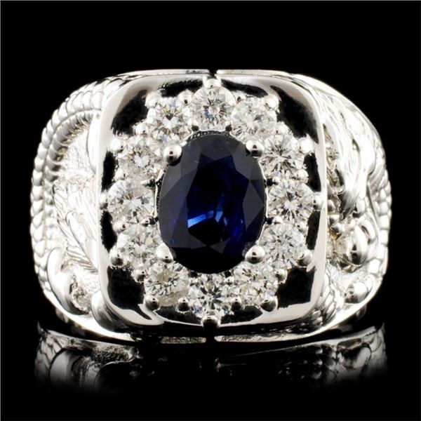 14K Gold 2.00ct Sapphire & 0.90ctw Diamond Ring