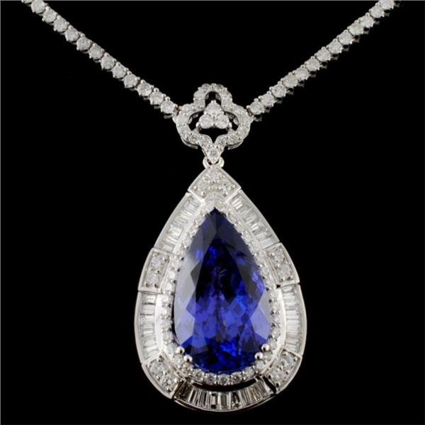 18K White Gold 11.38ct Tanzanite & 5.09ct Diamond