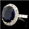 Image 2 : 14K Gold 8.00ct Sapphire & 2.00ctw Diamond Ring