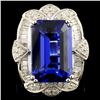 Image 1 : 18K Gold 11.00ct Tanzanite & 1.54ctw Diamond Ring