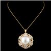 Image 2 : 18K Gold 14.00MM Pearl & 2.26ctw Diamond Pendant