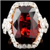 Image 1 : 18K Gold 16.46ct Garnet & 1.81ctw Diamond Ring