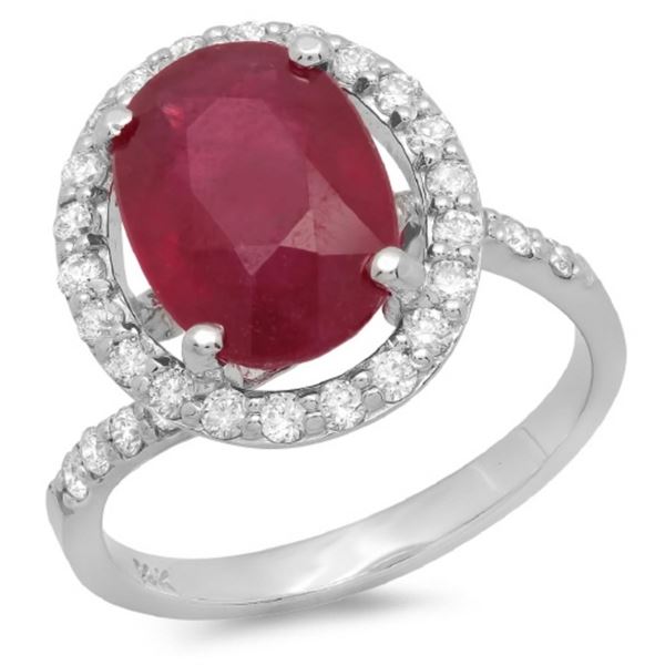 14K Gold 5.00ct Ruby & 0.50ct Diamond Ring