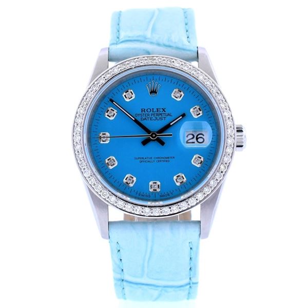 Rolex DateJust Diamond Blue Dial 36MM Wristwatch