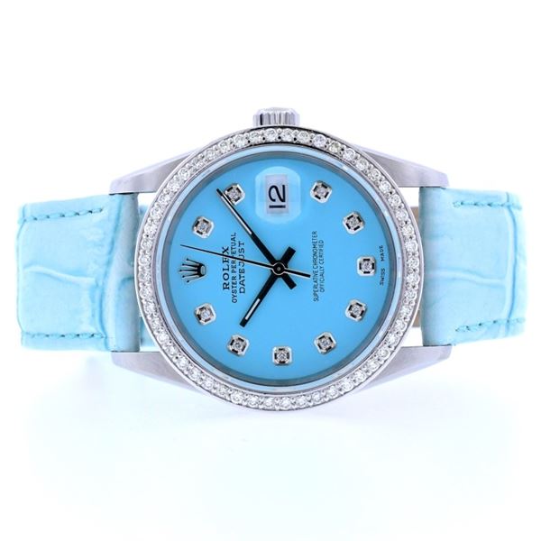 Rolex DateJust Diamond Blue Dial 36MM Wristwatch