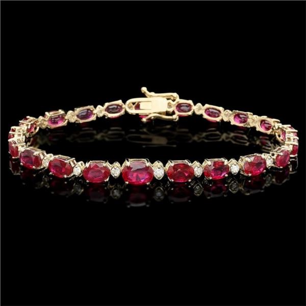 14k Gold 17.00ct Ruby & 0.70ct Diamond Bracelet