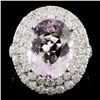 Image 1 : 14K Gold 4.39ct Morganite & 2.20ctw Diamond Ring