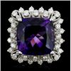 Image 1 : 14K Gold 4.50ct Amethyst & 1.00ctw Diamond Ring