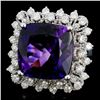 Image 2 : 14K Gold 4.50ct Amethyst & 1.00ctw Diamond Ring