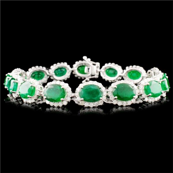 14K Gold 17.53ct Emerald & 3.60ct Diamond Bracelet