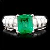 Image 1 : 14K Gold 1.25ct Emerald & 0.50ctw Diamond Ring