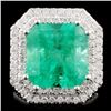 Image 1 : 18K Gold 9.68ct Emerald & 3.78ctw Diamond Ring
