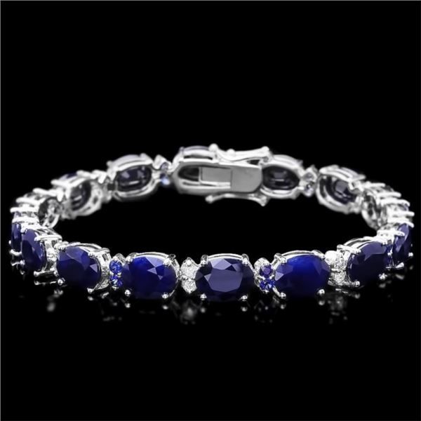 `14k Gold 37.50ct Sapphire & 0.60ct Diamond Bracel