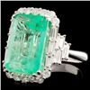Image 2 : 18K Gold 9.32ct Emerald & 1.31ctw Diamond Ring