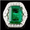 Image 1 : 18K Gold 8.19ct Emerald & 1.68ctw Diamond Ring