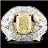 Image 1 : 18K Gold 3.82ctw Fancy Yellow Diamond Ring