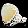 Image 2 : 18K Gold 9.32ct Opal & 1.25ctw Diamond Ring