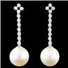 Image 1 : 18K Gold 12MM Pearl & 0.50ctw Diamond Earrings