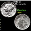 Image 1 : 1943-d Mercury Dime 10c Grades Select Unc