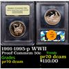 Image 1 : Proof 1991-1995-p WWII Modern Commem Half Dollar 50c Graded GEM++ Proof Deep Cameo By USCG