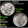 Image 1 : 1944-p Mercury Dime 10c Grades GEM++ Unc