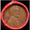Image 2 : Mixed small cents 1c orig shotgun roll, 1920-p Lincoln Cent, Wheat Cent other end, Coca Cola Wrapper