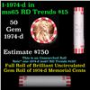 Image 1 : Shotgun Lincoln 1c roll, 1974-d 50 pcs Bank Wrapper.